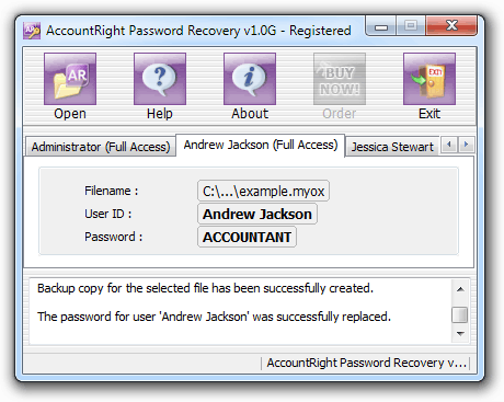 AccountRight Password Recovery