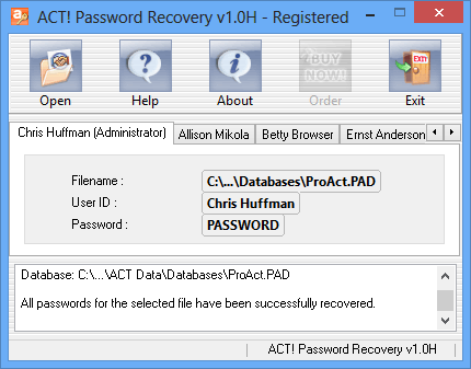 ACT! Password Recovery